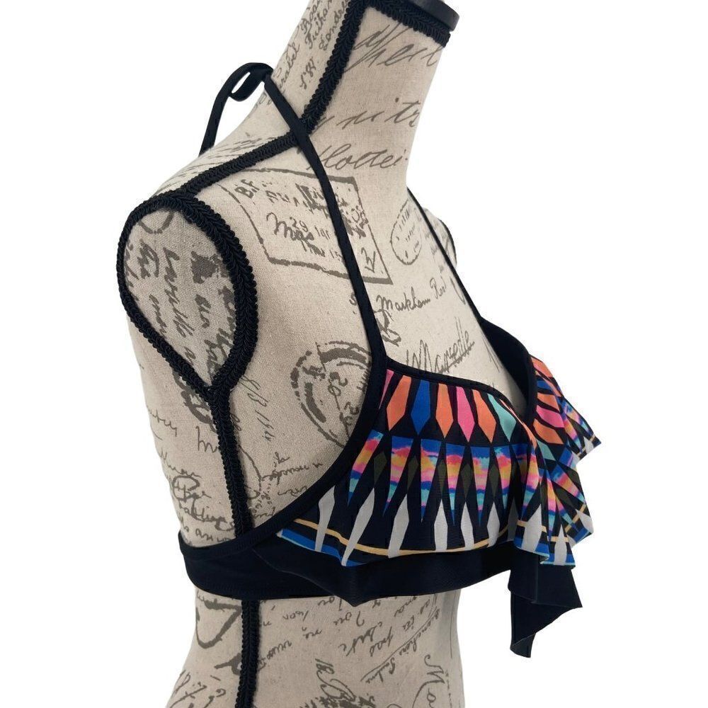 Victoria’s Secret Pink Ruffle Swimsuit Top Medium Multicolor - Picture 4 of 7